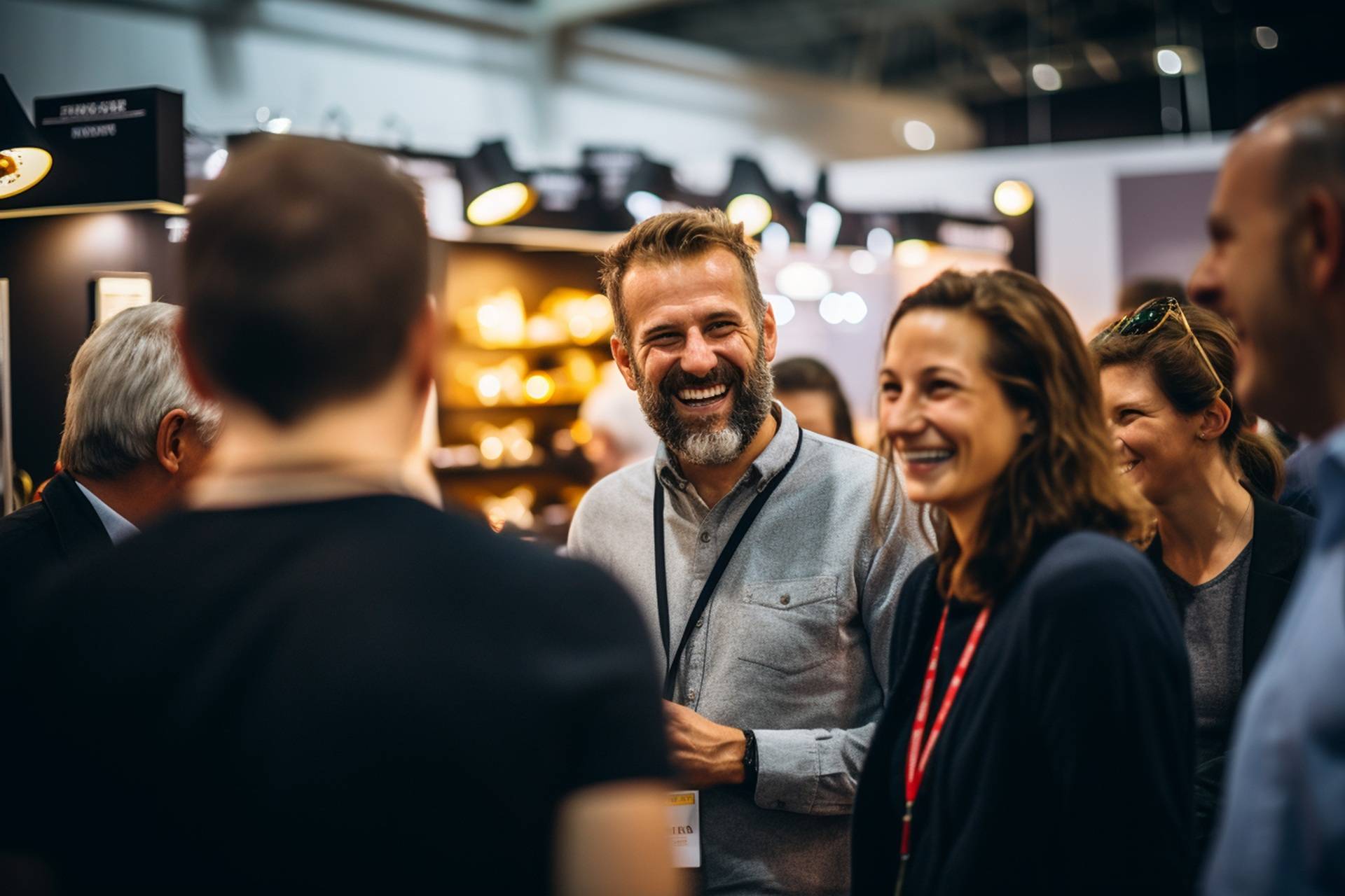 Menschen im Gespräch auf Ausstellung | Messestand